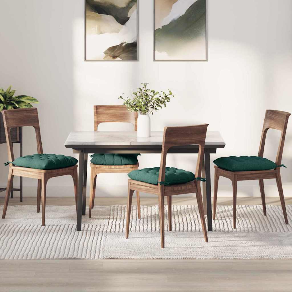 Seat Cushions 4 pcs Dark Green 40 x 40 x 6 cm Fabric