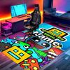 Custom Name Personalized Geometry Dash Print Carpet, Versatile Home Decor Rug, for Playroom, Apartment, Balcony, Entryway, Hallway Gift