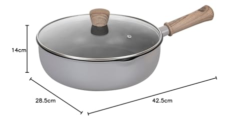 Wahei freiz RB-2859 Eleganter Kochtopf/Tafelpfanne, 26 cm, Grau, Fluorpolymerbeschichtung, PFOA-frei, Induktions-/Gaskochen