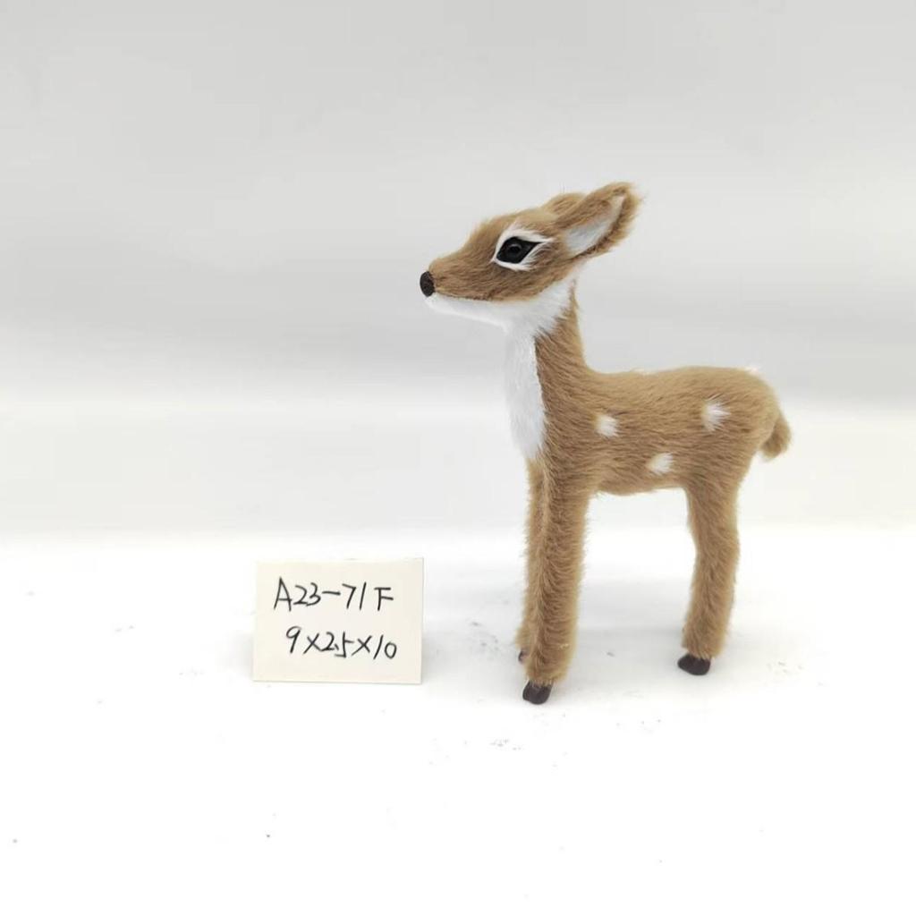 Mini Sika Deer Lying Ornament – Creative Fur Animal Model