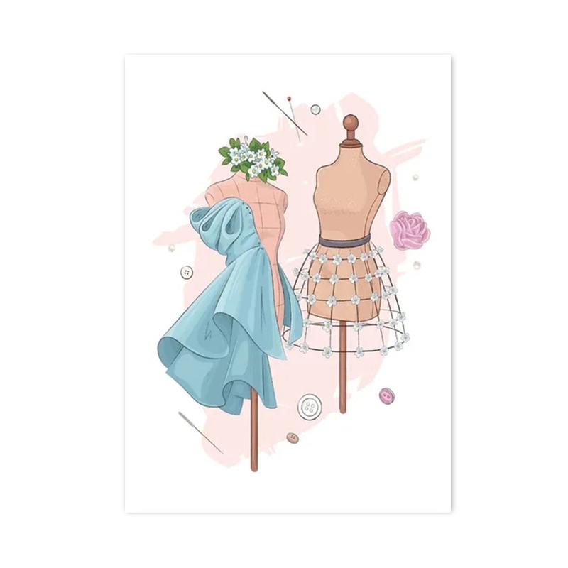 

Платье машинная игла нитки ножницы красивые швейные плакаты и принты настенное искусство холст картины картины для декора комнаты для рукоделия 30x40cm No Framed