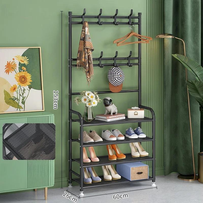 

Напольная стойка для обуви, многоуровневая простая вешалка для одежды, экономящая место, многофункциональная полка для обуви, пылезащитный органайзер для кроссовок