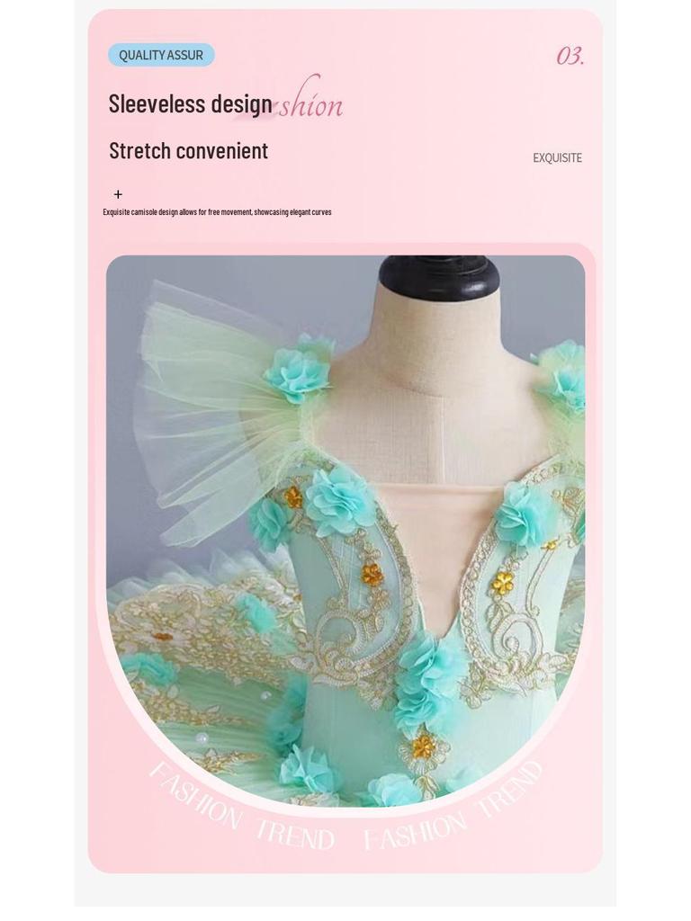 Kleines Schwan Strapless Ballettkleid: Puff-Mesh-Rock & Spitze für Kinderaufführungen