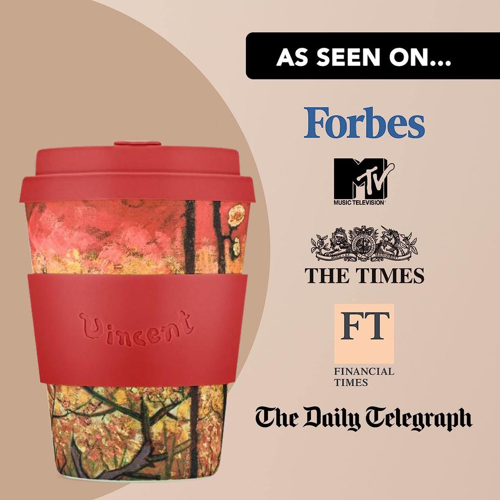 Ecoffee Cup (Ecofee Cup) Reusable Cup and Saucer, Eco-Friendly, Vincent Van Gogh, 350ml, 812 034