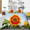 Sunflower Pattern Deluxe Household Bedding Set Full-size Quilt Cover and Pillowcase Plant Print Washable and Comfortable Bedroom Bedding