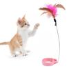 Cat Feather Collar Toys Adjustable Flexible Funny Interactive Cat Feather Wand Collar with Bell for Cat Indoor Play Pink