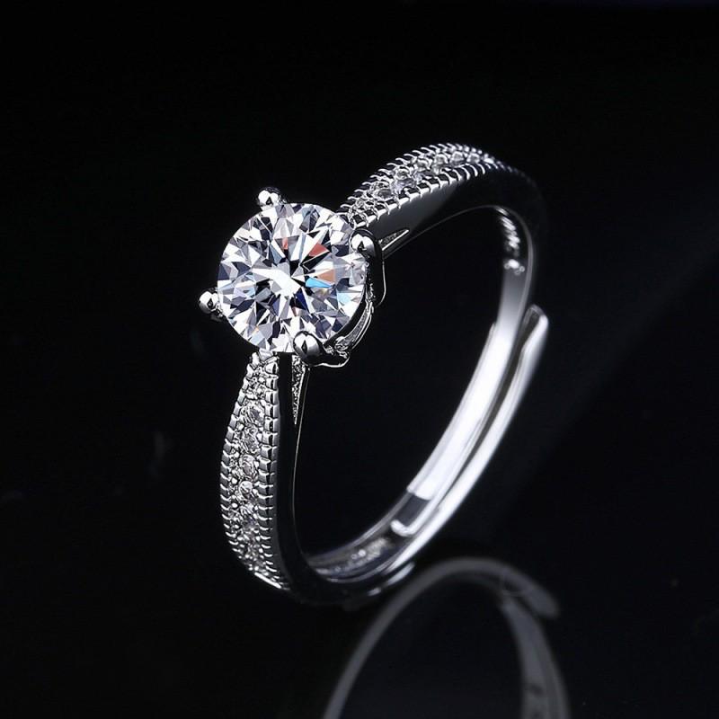 TikTok Influencer Inspired Moissanite Six-Prong Wedding Ring for Women - One Carat Jewelry