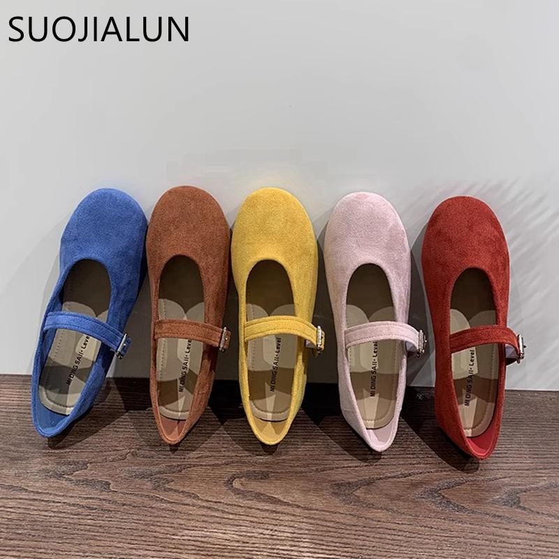 Fashion SUOJIALUN 2025 Spring New Brand Women Flat Shoes Fashion Round Toe Ladies Elegant Mary Jane Shoes Soft Flat Heel Single Shoes