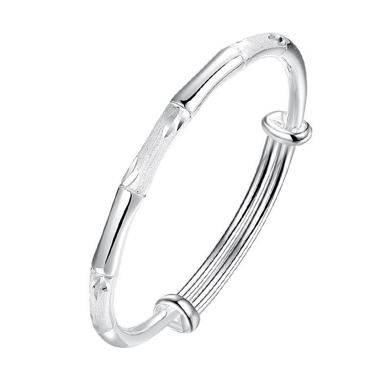 Women Solid Matte Bamboo Joint Open Bangle Bracelet Gift For Girlfriend