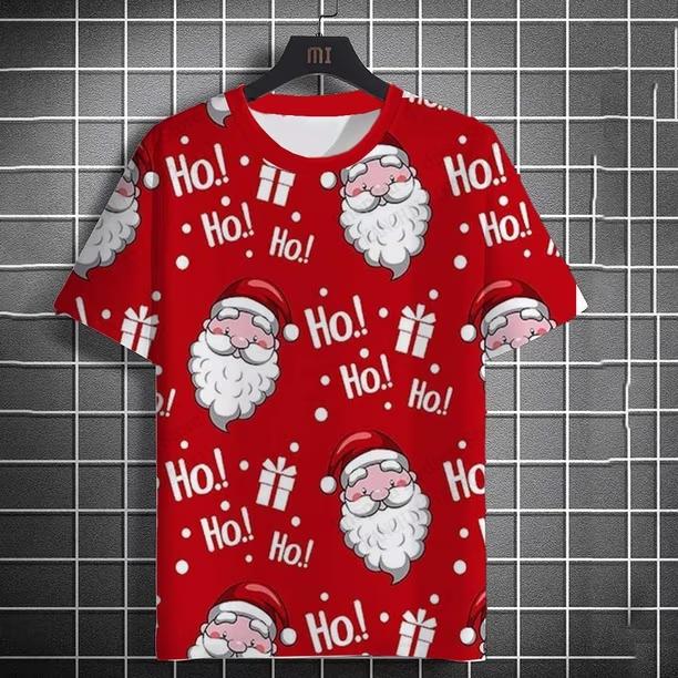 Sommer Mænds 3D Printet Rund Hals T-shirt Jule Udklædning