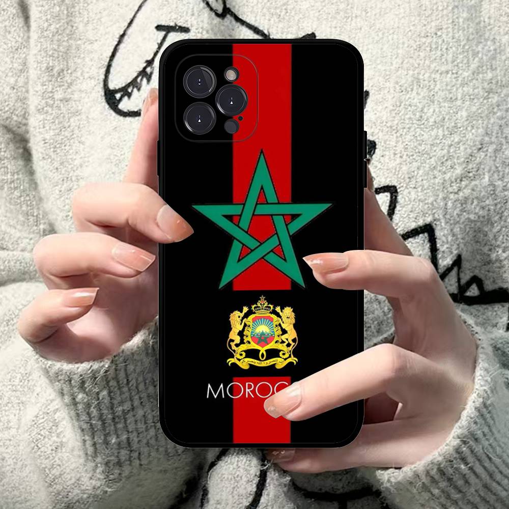 Morocco Map Flag Phone Case For IPhone 16 Pro Max 15 17 Plus 14 13 12 Mini 11 Black Cover