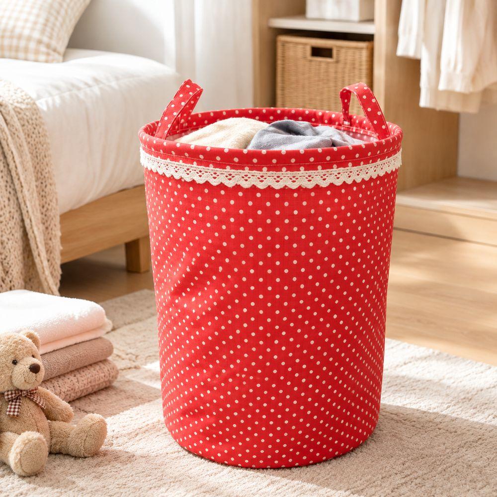 Polka Dot Storage Basket Cotton Linen Laundry Basket Fashion Clothes Organizer Storage Bin