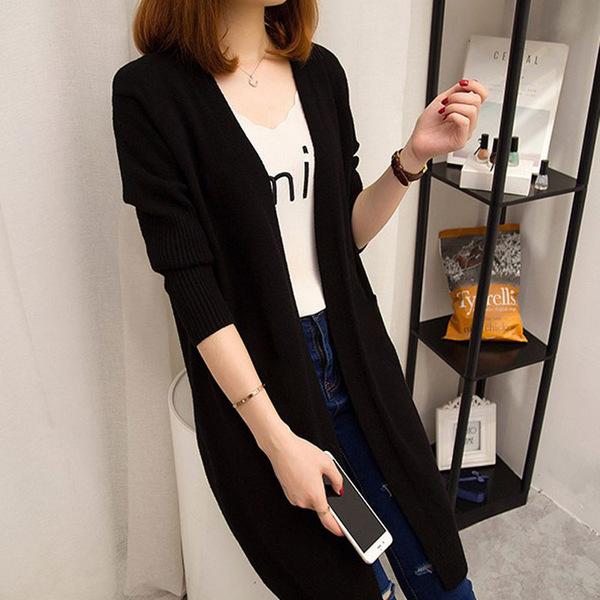 Jacket Spring and Autumn women's imitation knitted sweater new women's clothing Korean version medium and long threaded cloth women's cardigan loose