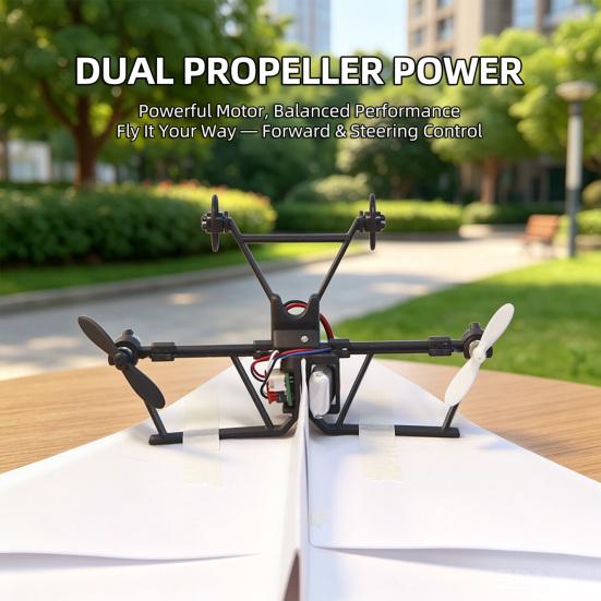Kit de Avião de Papel com Controle Remoto yangyizhi com Estabilizador Giroscópico, Módulo de Potência Elétrica RC DIY, Hélices Duplas, Transmissor Lançador de Aeronave