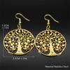 Fashion Tree of Life Stainless Steel Earrings Silver Color Women Dangle Earring Amulet Life Tree Jewelry Party Gift E545S01