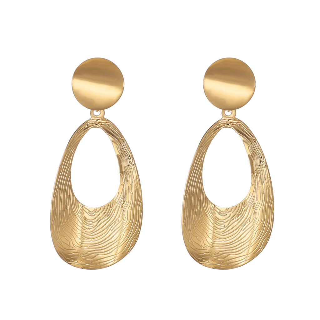 Pendientes de Clip Metálicos Vintage Forma de Gota Sin Agujero Geométricos Statement Grandes Clips para Orejas Sin Perforar