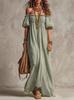 European and American New One-word Shoulder Sexy Cute Backless Lazy Bubble Sleeve Dress Loose and Elegant Long Dress Women