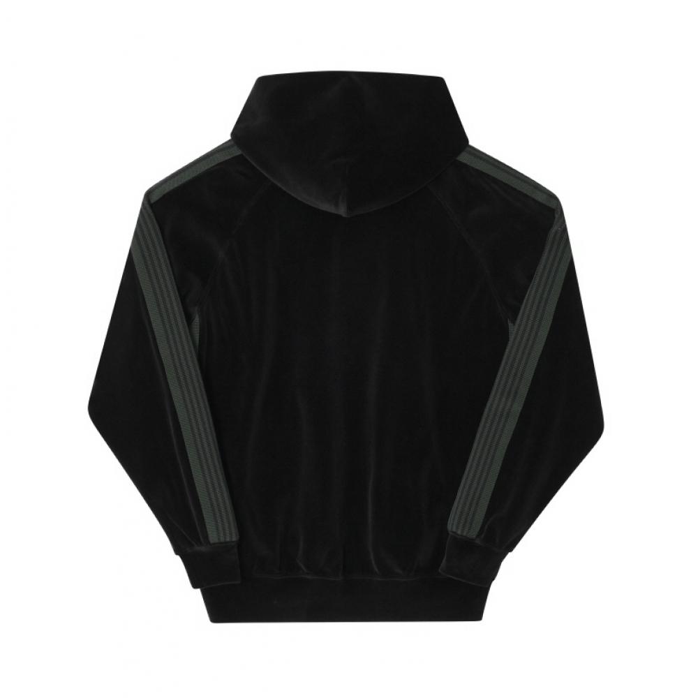 Needles Pu279 C blaCk Velour traCk Hoodie For Men
