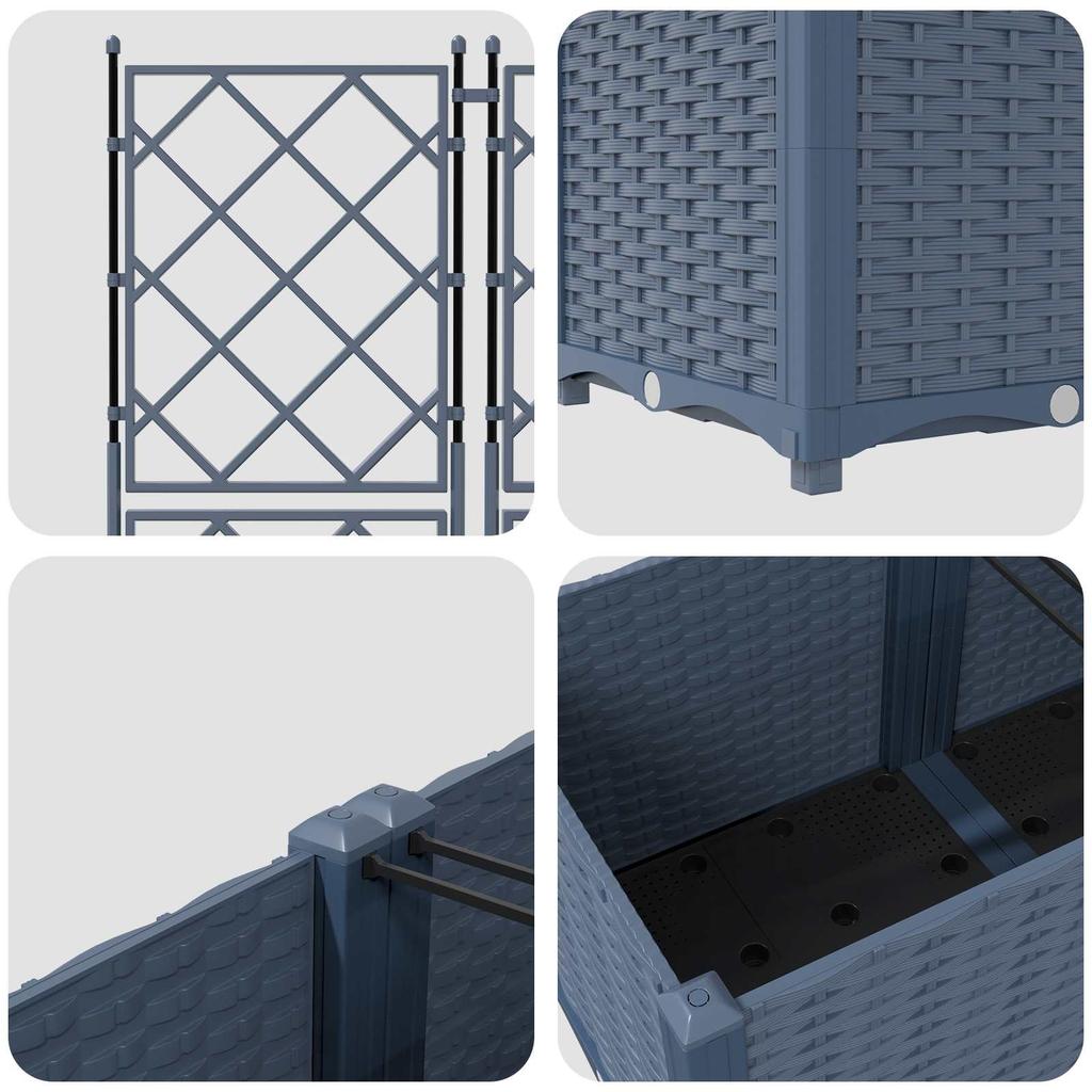 Garden Planter 2 Pcs Grey 80 X 40 X 143 Cm Plastic