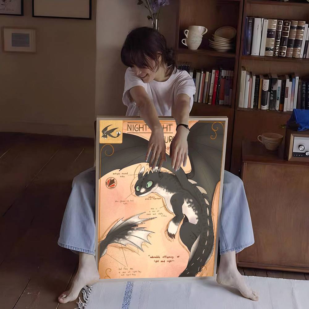 H-How To T-Train Your D-Dragon Whitepaper Poster Retro Kraft Paper Sticker DIY Room Bar Cafe Vintage Decorative Painting