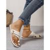 Women's Plus Size New Summer Toe Loop Flat Fashion Casual Slide Sandals