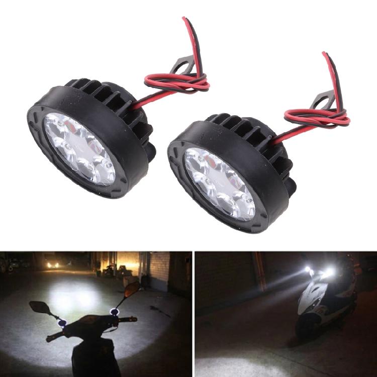 2Pcs Universal Motorcycle LED Light 6 LED  Auxiliary Lamp Driving Headlight
