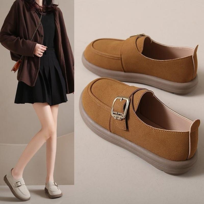 Large Size Soft-soled Leather Women's Autumn New British Flat-soled Comfortable and Versatile Sports Shoes