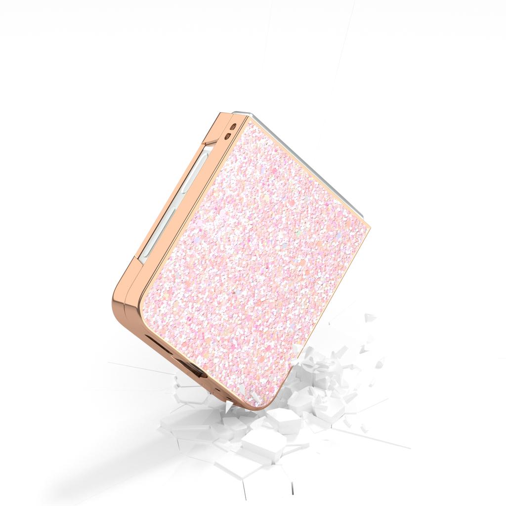 For Samsung Galaxy Z Flip7 FE 5G/Z Flip6 5G Case Electroplating Phone Cover Colored Glitter Design PU+TPU Protective Case