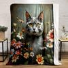 Cat In a Floral Wonderland Print Blanket Soft and Cozy Perfect for the Living Room Bed Sofa or a Nap,gift