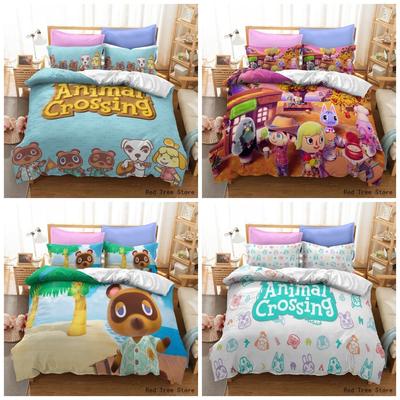 Zestaw pościeli Animal Crossing Kreskówkowa gra 3D Zestawy poszewek na kołdrę Rozmiar Twin Full Queen King Poszewka na poduszkę dla dzieci Prezent Dekoracja domu