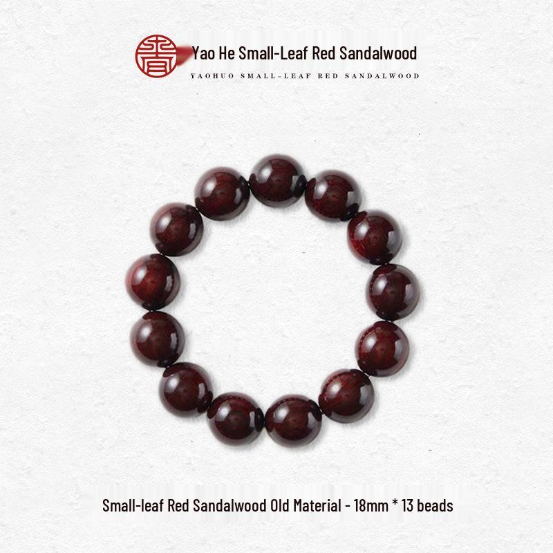 Men s Small-Leaf Red Sandalwood Bracelet: Handcrafted Buddhist Rosary Beads, 1.8*13 Gold Star Design.