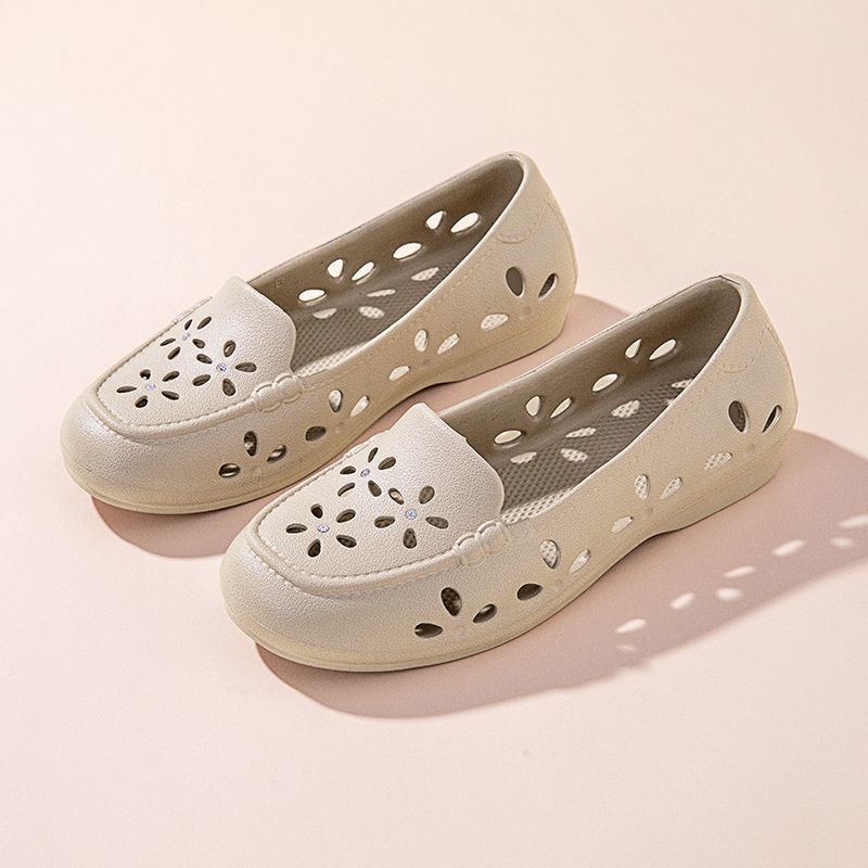 Breathable One Foot Perforated Women's Summer Toe Cap Anti Slip Single Shoe Mesh Sandals