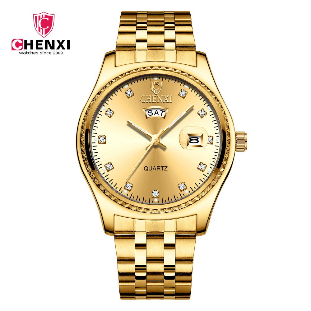 Nuovo orologio da uomo di lusso di marca TOP con scatola doppio orologio da calendario Orologio da uomo d'affari dorato Orologi al quarzo da uomo