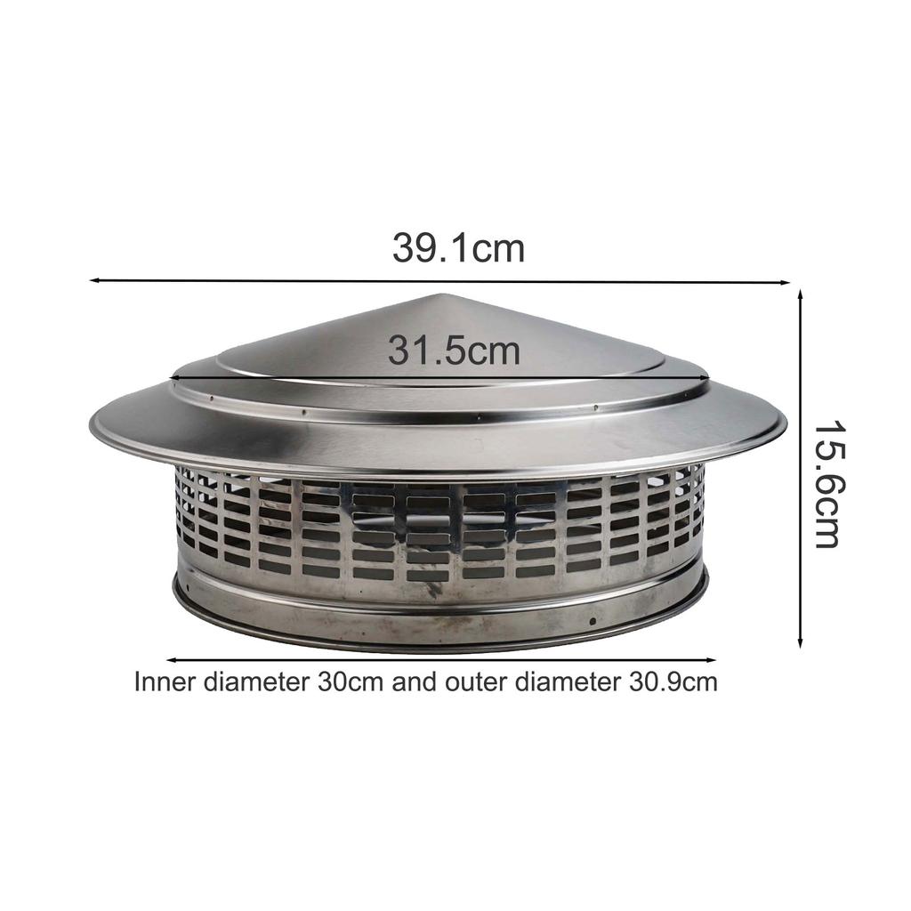 250mm Stainles-Steel Chimney Cap Exterior Wall Air Outlet Roof Pipe Exhaust Hood For Ventilation Ducts Chimneys Exhaust Hood