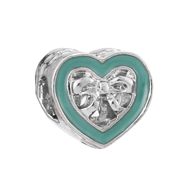 4pcs Sale Romantic Style Enamel Love Heart Charms Beads Fit Original Bracelets Necklaces For Women Girlfriend Jewelry Making