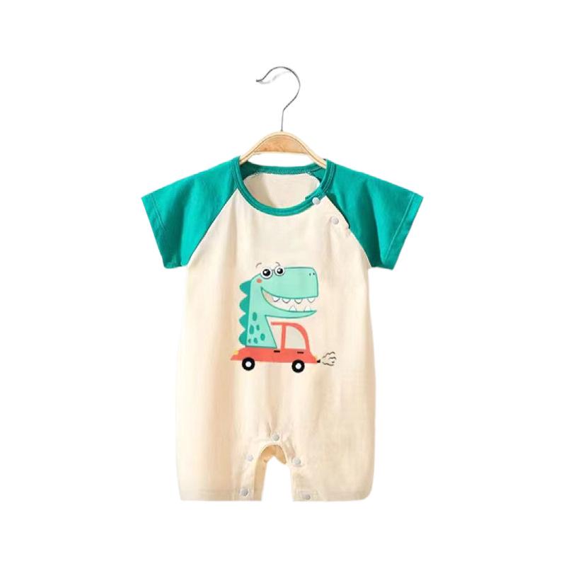 Baby Short-Sleeve Hooded Romper for Summer Outdoors
