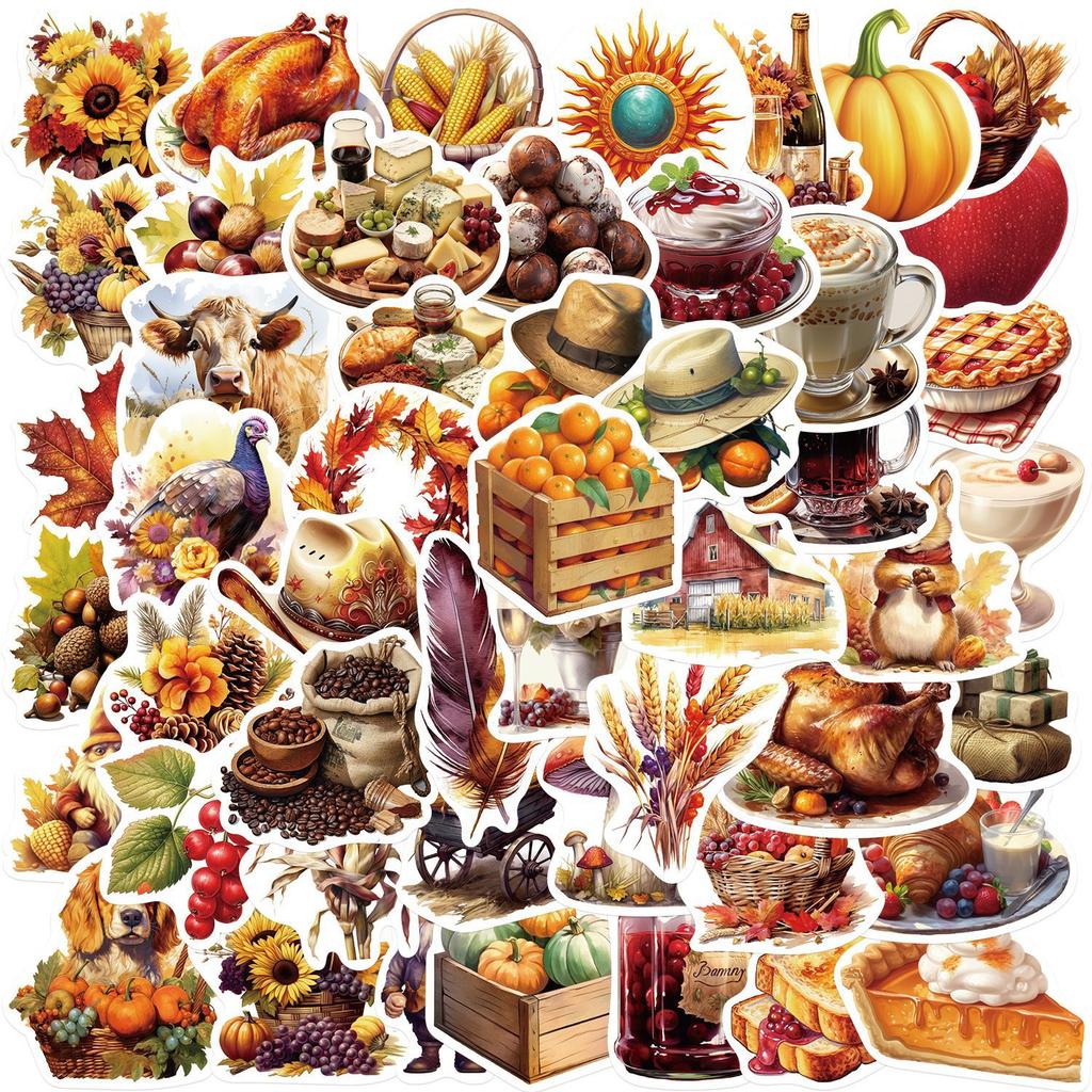 50 Thanksgiving Graffiti Stickers Decorate Guitar Notebook Suitcase DIY Waterproof Party Stickers