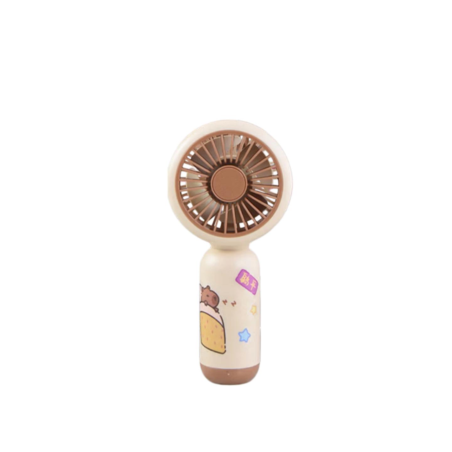 Petit Ventilateur pour Maison, Chambre à Coucher, Dortoir, Lit, Refroidissement Silencieux, Portable, Manuel, Mini Ventilateur Rechargeable par USB marron
