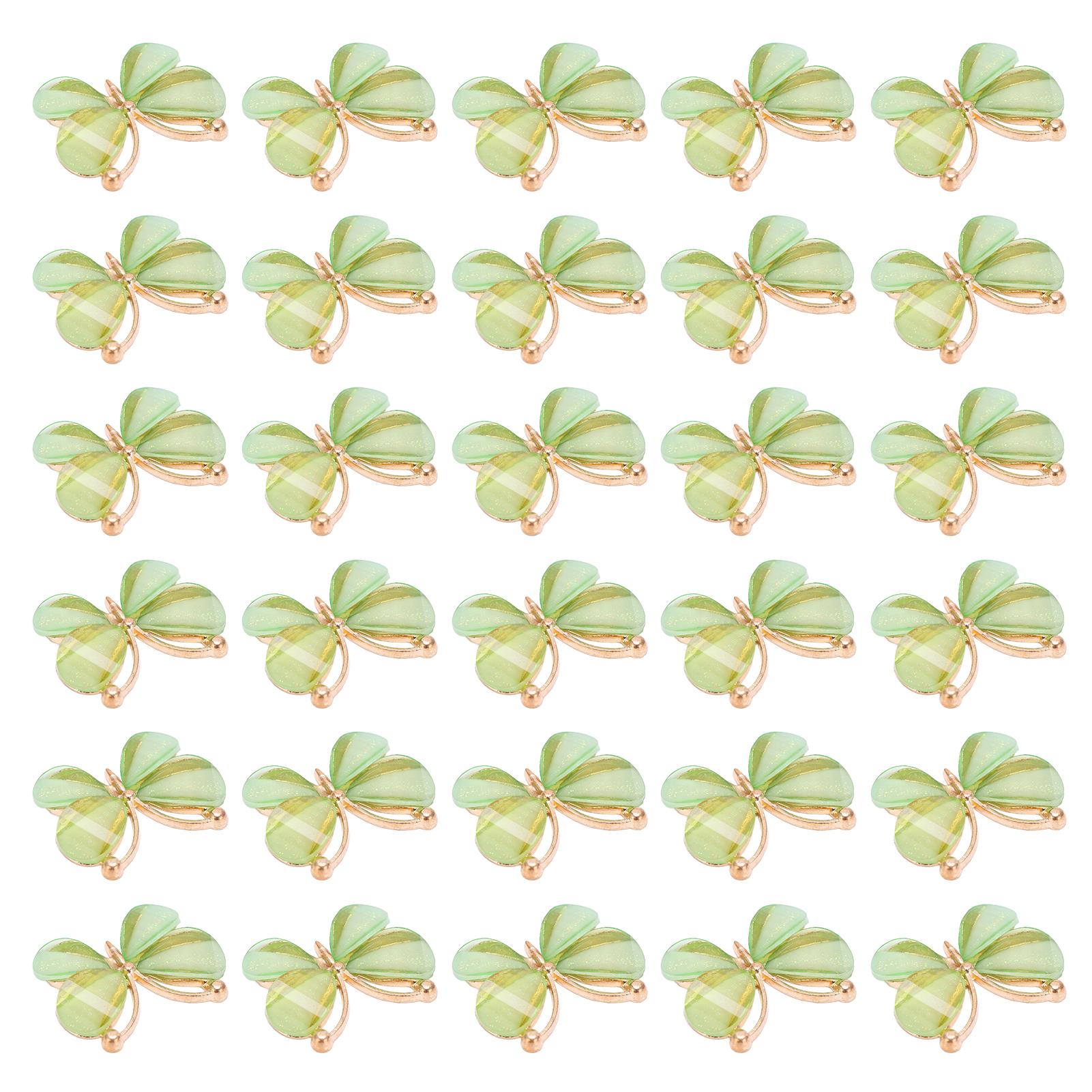 

30 Pcs Rhinestone Appliques Sun Flower Butterfly DIY Hair Decoration Alloy Accessories2.2x2.8mm 0.1x0.1in Dark Green