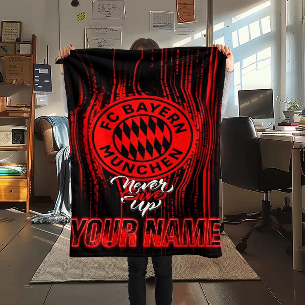 1PC Custom Name Bayern Munich Patterned Flannel Blanket Suitable For All Seasons for Home Decor Warmth and Comfort Gifts Holiday Present