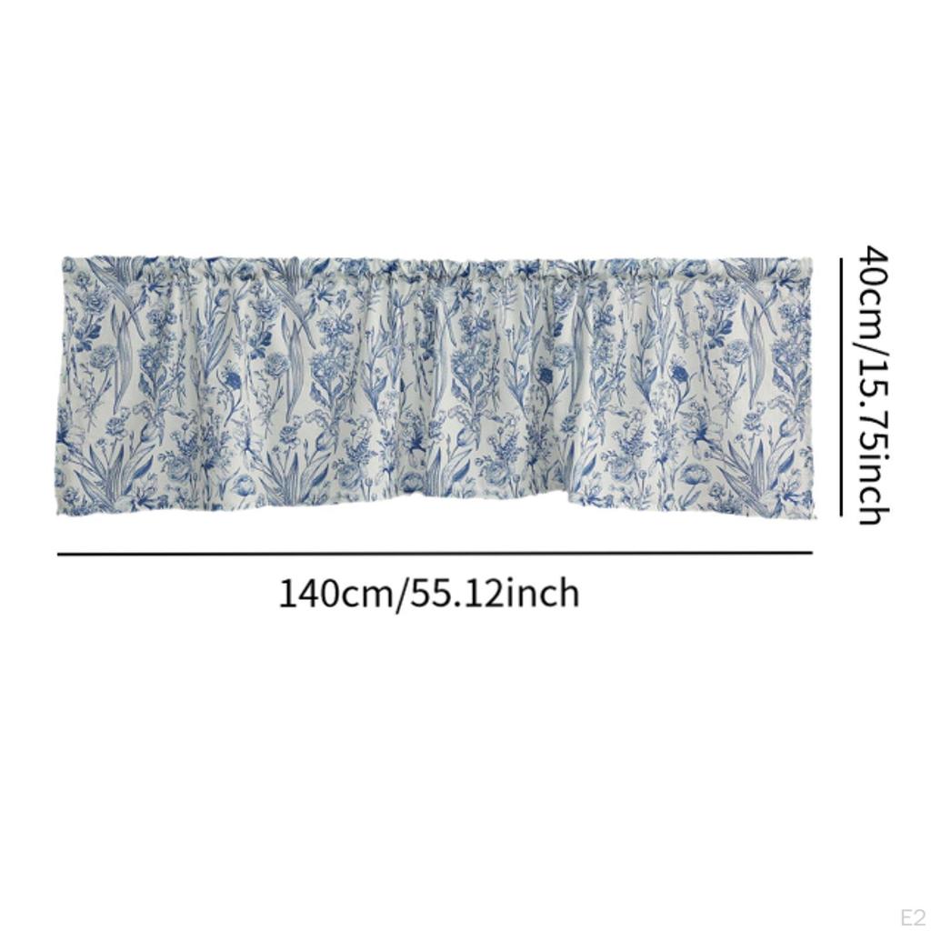 Half Curtain Rod Pocket Curtains Rustic Floral Pattern Farmhouse Valance Drapes for Home Bedroom