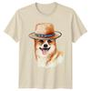 Corgi Dog with Hat Unisexs TShirt Watercolor Style