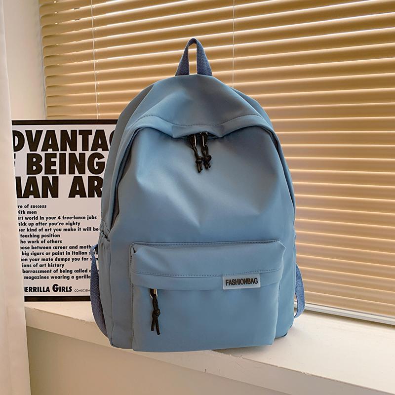 Unisex Minimalist Dopamine Backpack Solid Color Quilted Letter Logo Nylon Large Capacity Lightweight Laptop Backpack for Daily