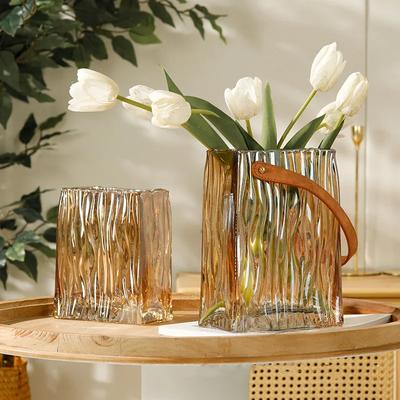 Glass Vase Handbag Transparent Floral Arrangement Accessories Hydroponics Terrarium Flower Basket Home Decoration Flowerpot