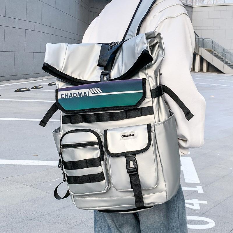 Schoolbag trendy brand reflective backpack large capacity tooling wind computer bag sports waterproof travel bag college student high school bag