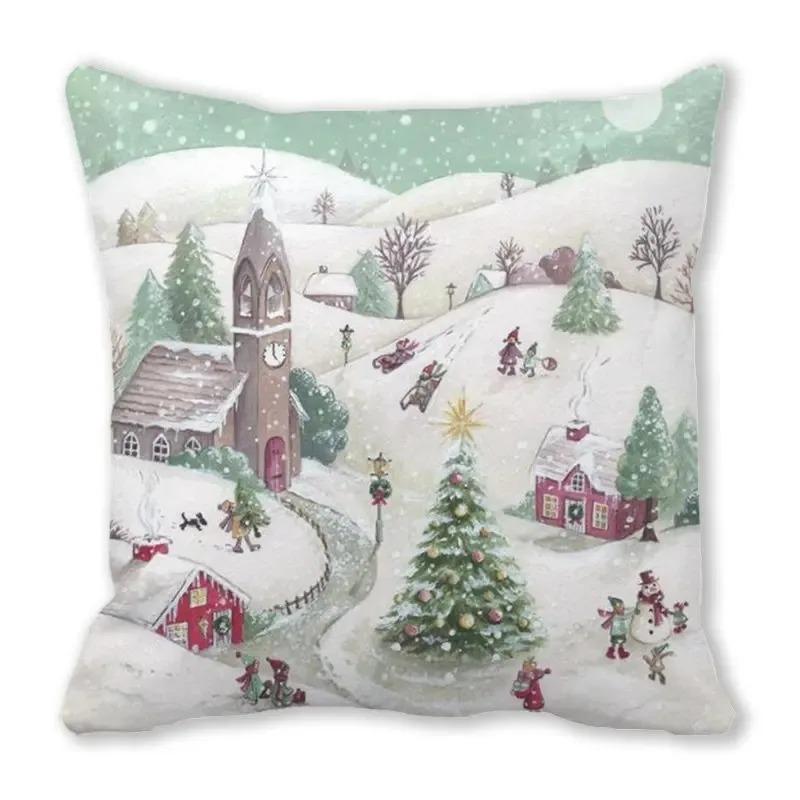 Christmas Themed Pillowcases Car Accessories Office Santa Claus Living Room Sofa Home Pillowcases