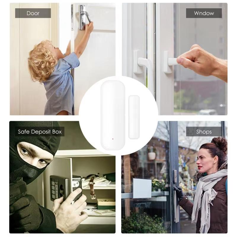 Zigbee Door Window Sensor Security Alarm System with Open/Closed Detector,Alexa & Google Assistant Compatible,Easy One-Key Setup for Home Monitoring