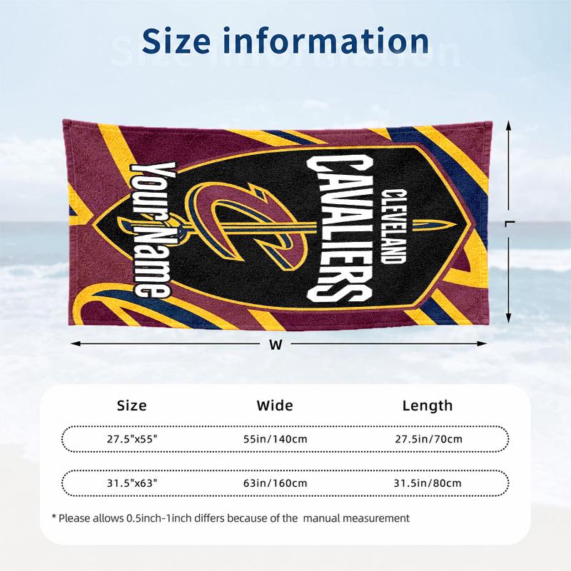 Cleveland Cavaliers Custom Name Beach Towels Also Serve As Bath Towels Summer Essential a Musthave for the Outdoors the Beach and the Pool