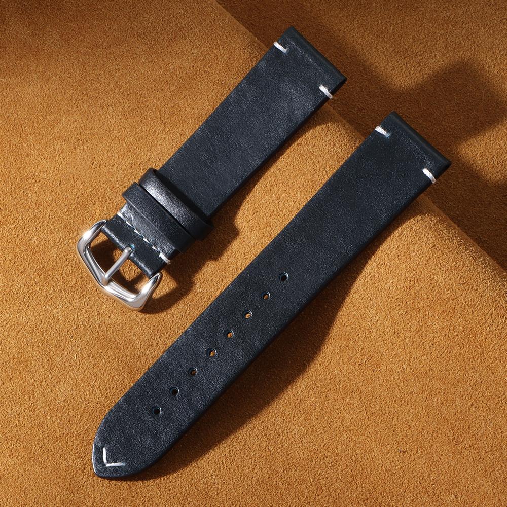 Handmade Stitching Cowhide Strap for Omega Bracelet Vintage Oil Wax Leather Watch Band 18/19/20/21/22/24mm for Seiko Wristband