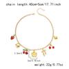Charm Flower Bowknot Cherry Strawberry Pendant Necklace for Women Fashion Gold Color Metal Choker Chain Dainty Party Jewelry
